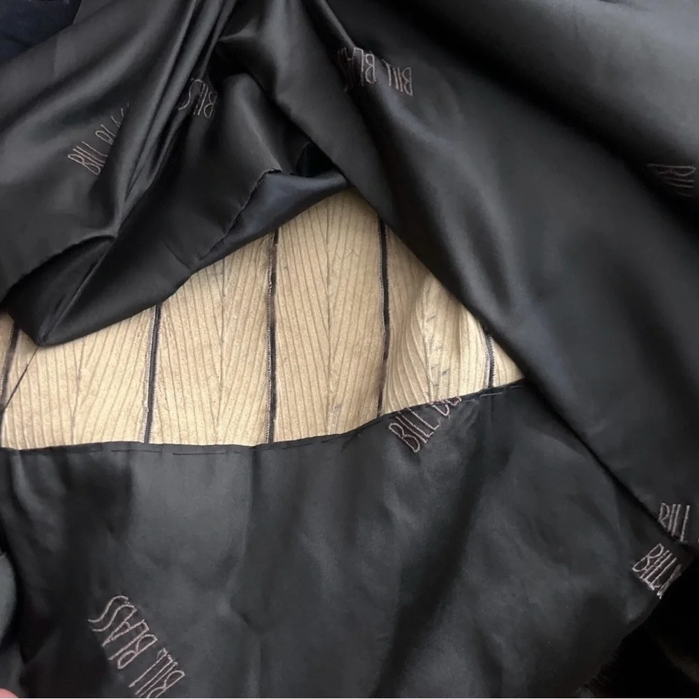 York Furrier Genuine Mink Fur Coat By Bill Blass Mahogany Stand Collar L/XL - Picture 14 of 15